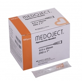 Injekční jehla Medoject 25G, oranžová, 0,5mm, 100ks - 0,5mm x 25mm