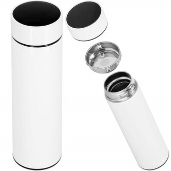 Nerezová termoska s teploměrem a sítkem 500 ml SPRINGOS KI0128 bílá