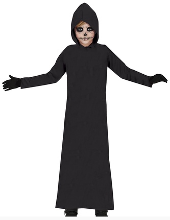 Dětská černá tunika s kapucí - dětský unisex kostým 5 - 6 let