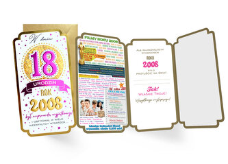 Karnet 18-te urodziny, rocznik różowy 2008 PM-447
