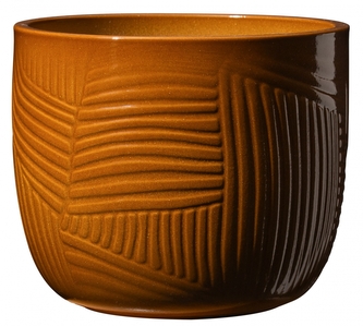 Keramický květináč Leon, karamel, 20 x 17 cm