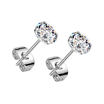 HB8341-5 Stříbrné náušnice na puzetu - zirkony 5 mm