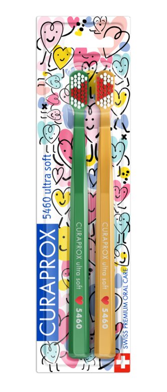 Curaprox CS 5460 Duo LOVE Edition ultra soft, 2 ks - Zeleno-žlutá