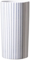 Bílá keramická váza s jemnými modrými proužky 11 x 21 cm