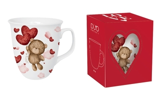 Porcelánový hrnek MEDVĚD S BALÓNY 650 ml v krabičce