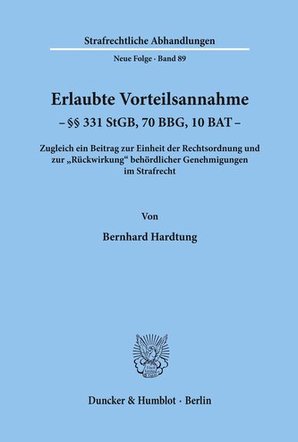 Erlaubte Vorteilsannahme - §§ 331 StGB, 70 BBG, 10 BAT.
