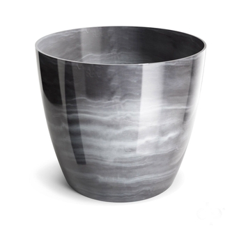 Mramorovaný plastový květináč Aga Marmur – šedý, 16 × 14,5 cm