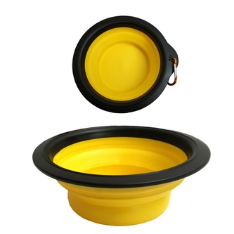 Skládací silikonová miska L s karabinou