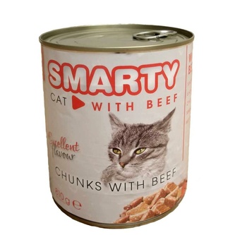 SMARTY Cat Hovězí chunks, konzerva 810 g