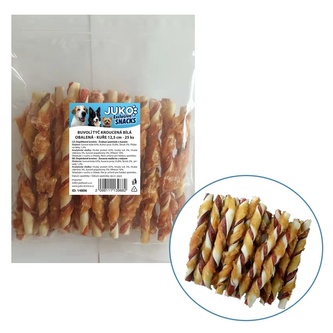 Tyčinka buvolí bílá kroucená obalená kuřecím masem JUKO Snacks 12,5 cm (25 ks)