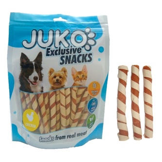Chicken Jerky wrapped Pollock Strips JUKO Snacks 250 g