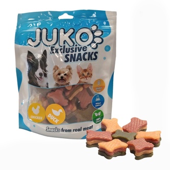 Chicken, duck & spinach in Bone Shape JUKO Snacks 250 g