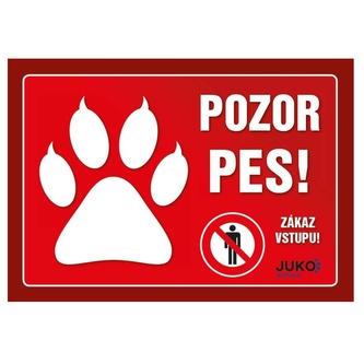Cedulka Juko POZOR PES