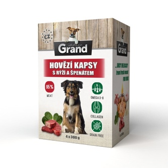 Grand deluxe Dog hovězí, kapsička 300 g (4 pack)
