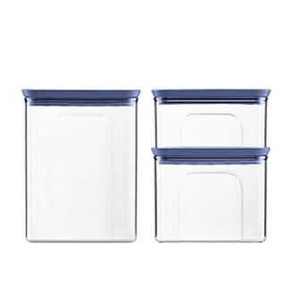 Sada 3 obdélníkových dóz Tosca, transparetní/modré