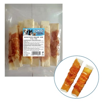 Plátky buvolí obalené kuřecím masem JUKO Snacks 15 cm (10 ks)