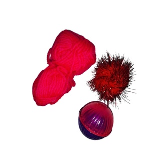 Set hraček pro kočky 3 ks (míčky a klubko vlny)