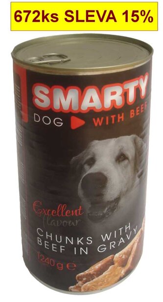 SMARTY Dog Hovězí chunks. konzerva 1240 g