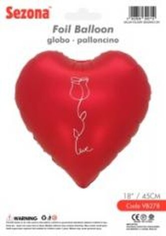 Balon Serce z nadrukiem róży 45cm