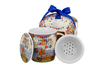 Kubek okazjonalny z zaparzaczem "DAD" w pudełku z kokardą
