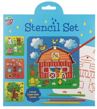 Sada šablon, 4ks, pastelky - farma