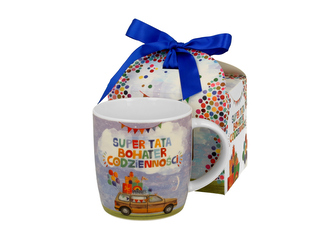 Kubek okazjonalny "SUPER TATA" w pudełku z kokardą