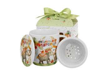 Kubek okazjonalny z zaparzaczem "WSZYSTKIEGO NAJLEPSZEGO" w pudełku z kokardą