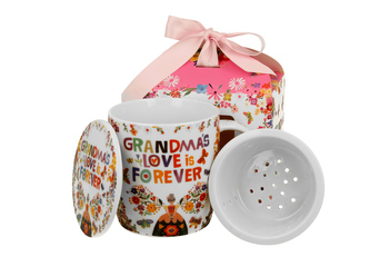 Kubek okazjonalny z zaparzaczem "GRANDMA" w pudełku z kokardą