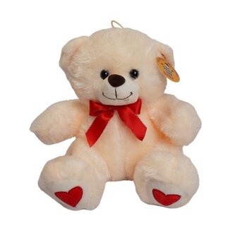 Pluszak 26 cm Miś kremowy z kokardą Walentynki DEEF 04306   DE