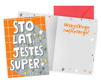 Karnet PR Urodziny - Sto lat, jesteś super PR-593