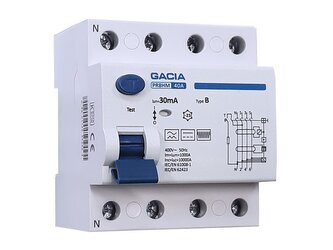 Proudový chránič GACIA PR8HM typ B /63A/30mA/4P/10kA