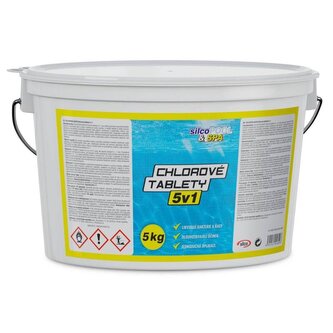 Chemie bazénová, Chlorové tablety 5 v 1, 5 kg, SILCO