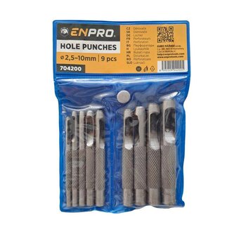 Děrovače, Ø 2,5 - 10 mm, set 9 ks, ENPRO