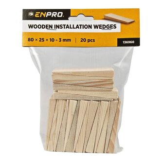 Klínky montážní dřevěné, 80 x 25 x 10 - 3 mm, 20 ks, ENPRO