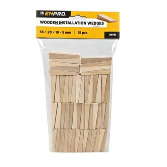 Klínky obkladačské dřevěné, 55 x 20 x 10 - 5 mm, 51 ks, ENPRO