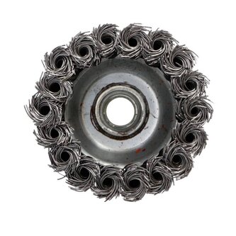 Kartáč drátěný čelní copánkový ocelový, závit M14 100 25, FASTER TOOLS