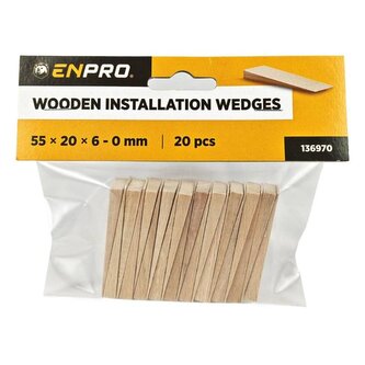 Klínky montážní dřevěné, 55 x 20 x 6 - 0 mm, 20 ks, ENPRO