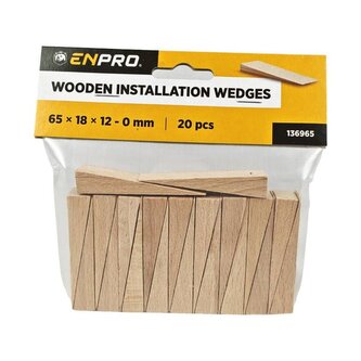 Klínky montážní dřevěné, 65 x 18 x 12 - 0 mm, 20 ks, ENPRO