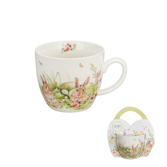 Kubek 460 ml w "koszyczku" WIOSENNA SIELANKA (sprzedaż w zestawach po 4 szt.)