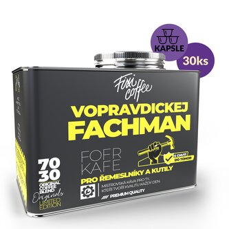 Fofrkafe – Vopravdickej fachman – dárková káva kapsle / stylový plechový kanystr / 30 ks