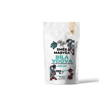 Káva Maryša – Bílá vdova, bezkofeinová káva – dárková káva zrnková / sáček Doypack / 250 g