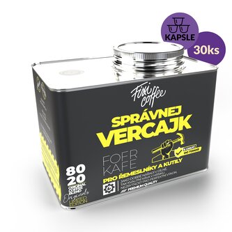 Fofrkafe – Správnej vercajk – dárková káva kapsle / stylový plechový kanystr / 30 ks