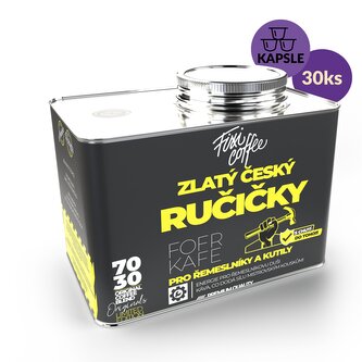 Fofrkafe – Zlatý český ručičky – dárková káva kapsle / stylový plechový kanystr / 30 ks