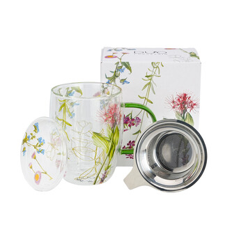 Kubek szklany z podwójną ścianką i zaparzaczem ze stali nierdzewnej BARWY NATURY