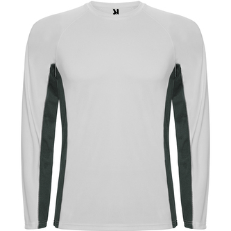 Pánské tričko Shanghai s dlouhým rukávem, bílá/tmavošedá, Velikost XL