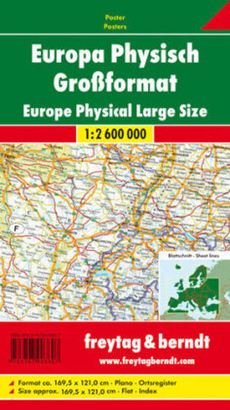 Freytag & Berndt Poster Europa, physisch, Großformat. Europe, physical