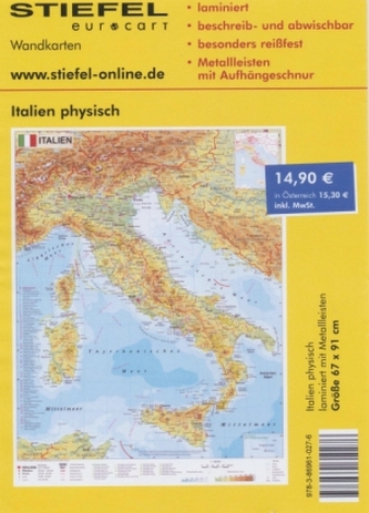 Stiefel Wandkarte Italien physisch