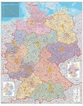 Stiefel Wandkarte Großformat Deutschland, PLZ-Karte, ohne Metallstäbe