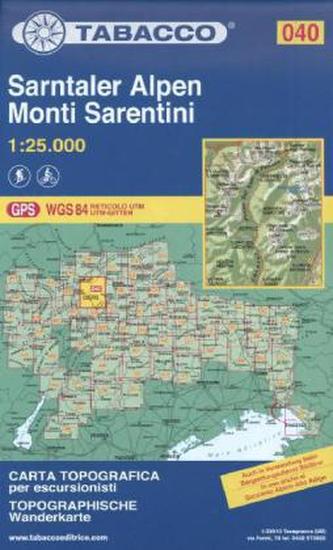 Tabacco topographische Wanderkarte Sarntaler Alpen. Monti Sarentini