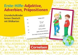 Erste-Hilfe-Adjektive, Adverbien, Präpositionen Grundschulkinder lernen Deutsch mit Bildkarten